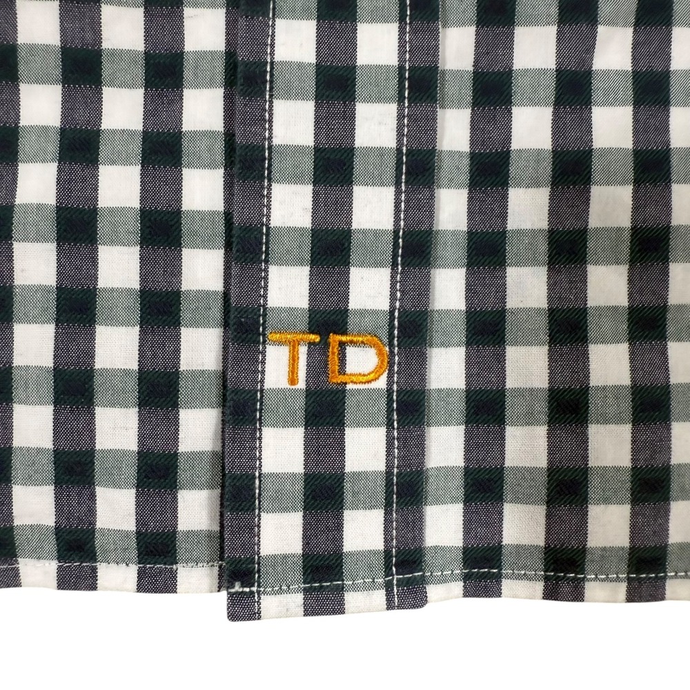 Thomas Dean Men's XL Check Dress Shirt Black White Plaid Long Sleeve Cotton - Picture 7 of 10